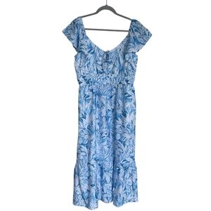 Blue and White Rachel Zoe Women's Tiered Midi Dress